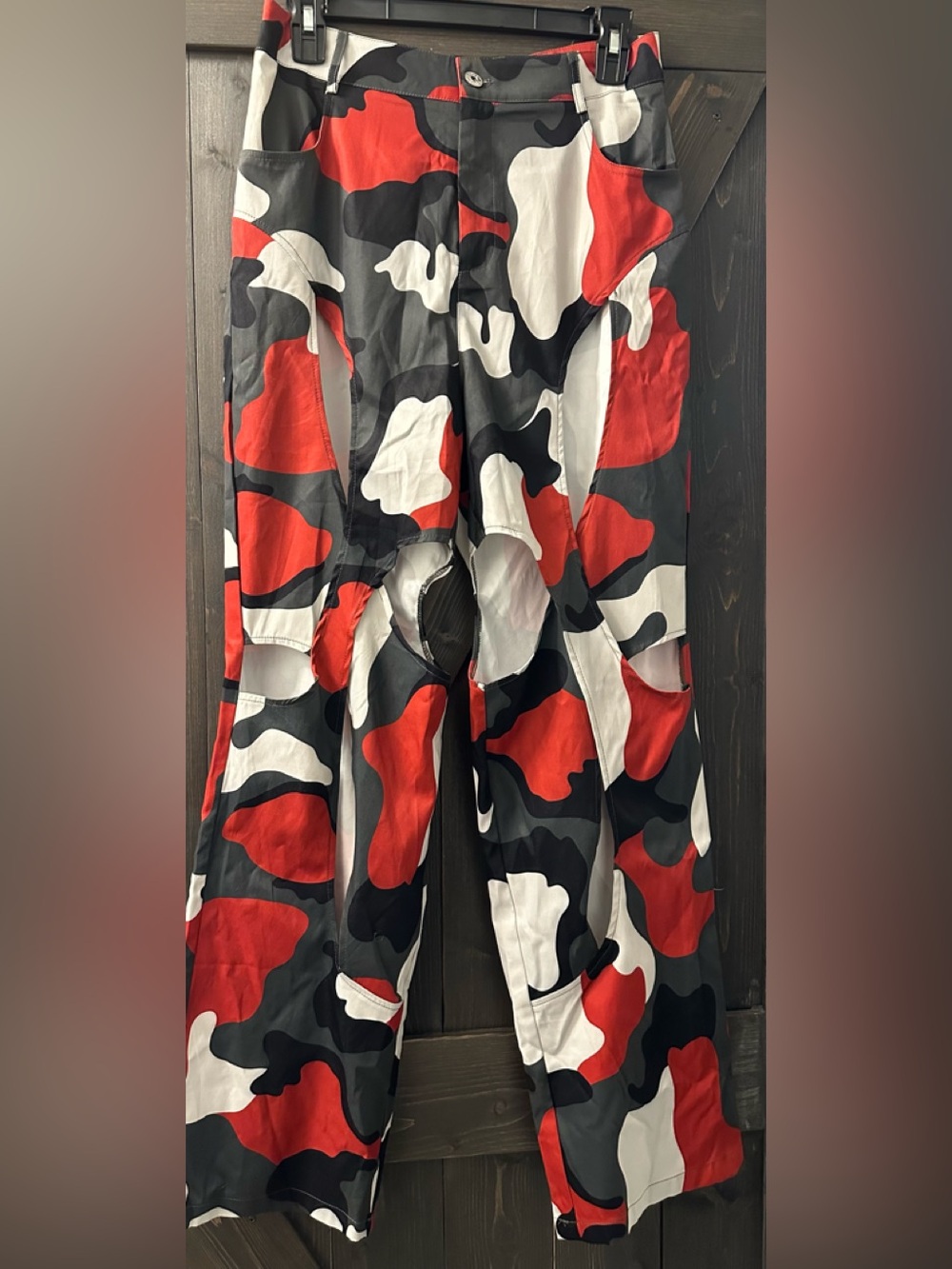 Woman’s Camo Cutout Baggy Cargo Pants - Size M